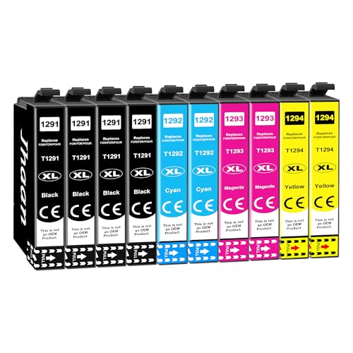 Jhaan T1295 Compatible Cartouches d'encre pour Epson Stylus SX525WD SX445W SX425W SX235W SX420W Workforce WF3520 WF7620 Stylus Office BX305 T1291 T1292 T1293...