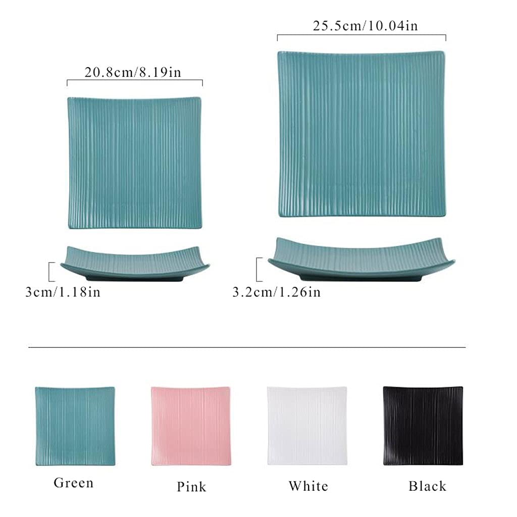 Płyty naczyń 2-częściowe płyty obiadowe 8 cali Ceramic Square Sushi Dishes do Sałatka Stek Makaron i przystawkę serwowania Plates Restauracja, Kolacja rodzinna i impreza .Domowa płyta jadalna