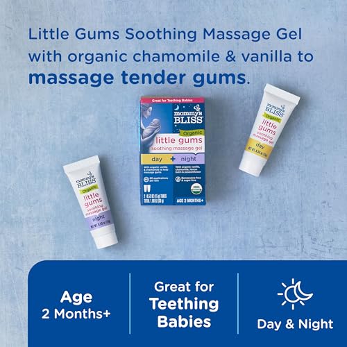 mommy39s bliss organic little gums soothing massage gel day and night combo great for teething babies age 2 months sugar free mild amp sweet flavor 2 - 053 oz tubes pack of 1