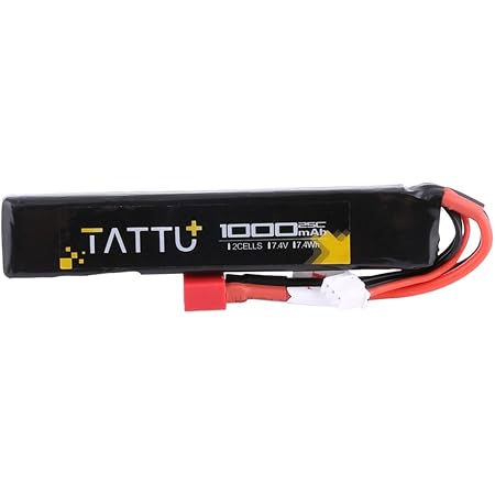 TATTU 7.4V Airsoft LiPO Battery with Deans Connector, 1000mAh 25C 2S Battery Pack for Airsoft Guns