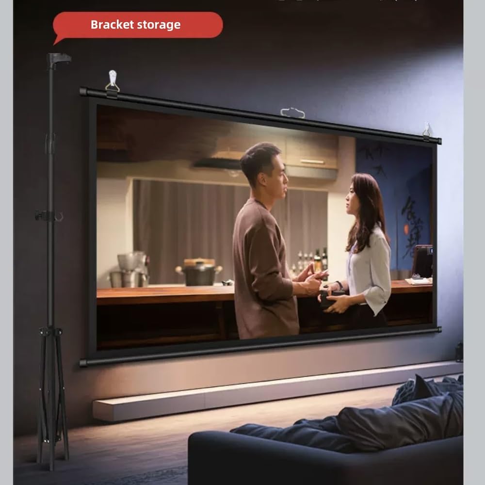 60" 72" Schermo per Proiettore con Supporto 4:3 16:9 HD Schermo Portatile per Interno/Esterno，Home Theatre Schermo di Proiezione Anti Rughe(4:3,72inch)