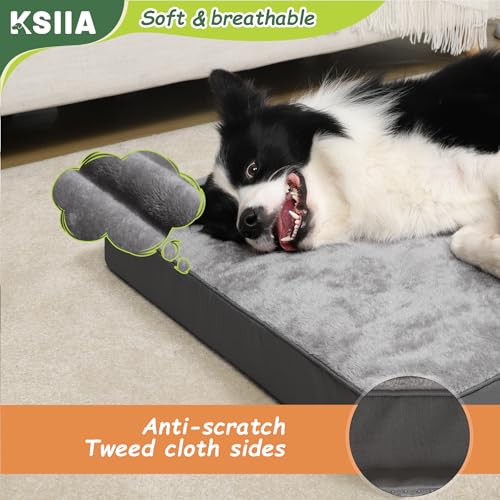 KSIIA Dog Beds Large Washable, Orthopedic Dog Crate Beds with Waterproof Removable Cover, Flat Mattress Non skid Bottom, Pet Beds for Dogs, Grey, 88x55x7cm - Image 5