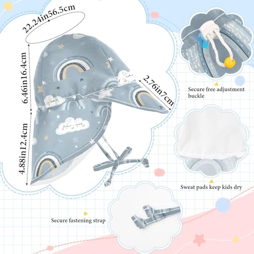 Rainbow Clouds Blue Childish Infant Toddler & Kids Sun Hats Boys Summer Hats Baby Girls' UPF 50 Neck Flap Traveling Swim4