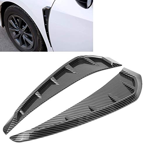 2pcs Car Fender, Side Air Vent Trim Sticker Decoration Fit, fender cover Air Wing Cover Trim Black Carbon Pattern PU Rubber Board, Car Accessories for Car Universal