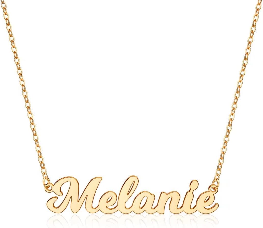 Custom Name Necklace Personalized, 14K Gold Plated Personalized Name Necklace Dainty Name Plate Necklace Jewelry Personalized Gifts for Women