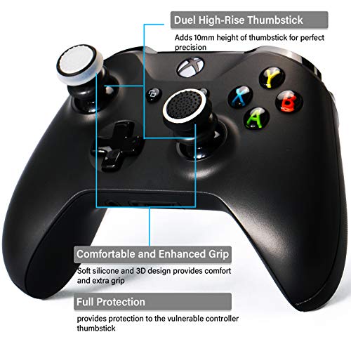 Image of FPS Thumbstick Extender & 3D Texture Rubber Silicone Grip Cover 2 Sets for Xbox Series X /S & Xbox One Controller(Black+Clear)