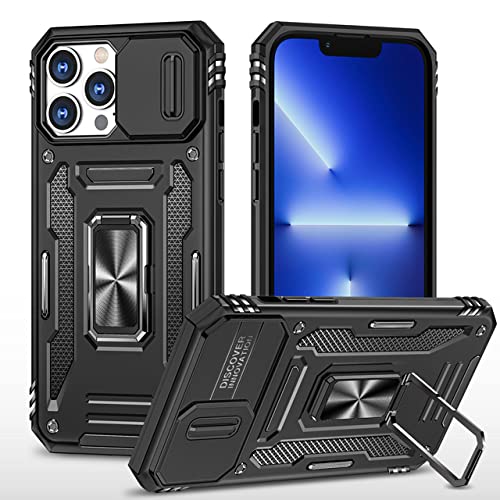 Coque iPhone 11 antichoc protection caméra coulissante ring stand kickstand armor noir