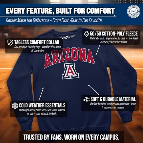 Image of NCAA College Sweatshirt Fleece Crewneck Pullover for Men and Women | Officially licensed NCAA college gameday crewneck pullover - 9 oz fleece lined sweatshirt with arch and logo design
