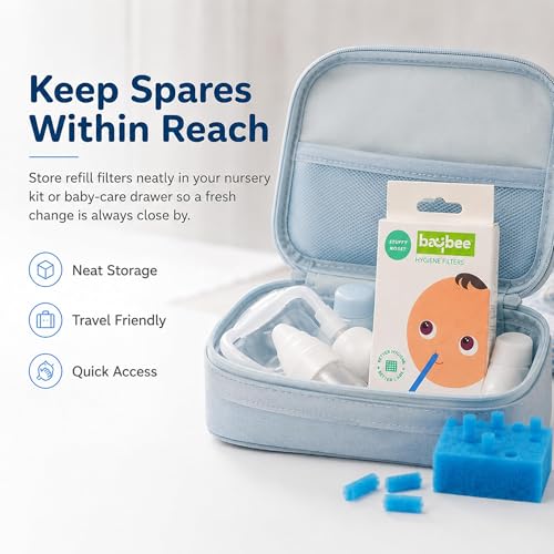 Image of Baybee Nasal Aspirator for Baby, Cold Relief Vacuum Nose Cleaner for Baby (to be Used with BAYBEE Nasal Aspirator) Hygiene Filter (Filter)