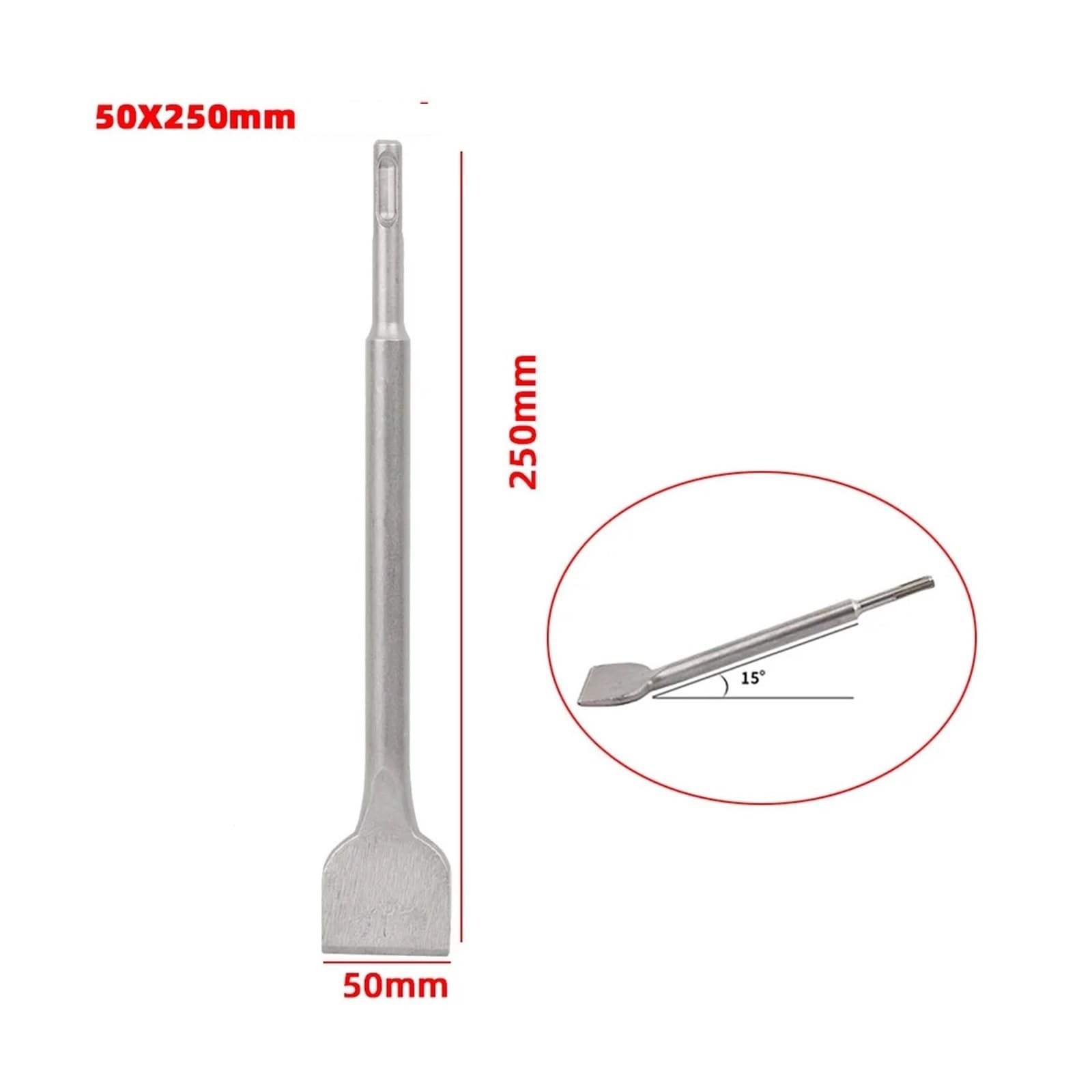 1 pz SDS/Plus l Gambo Tondo Pala for Piastrelle Martello Elettrico Scalpello Muro Calcestruzzo Impatto Gomito Allargamento(50X250 Curved)