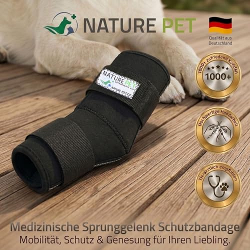 Nature Pet SPRUNGGELENK BANDAGE HUND HINTERBEIN – Sprunggelenk Bandage mit Leckschutz Hund – verstellbare Tarsal-Stulpen für Hunde zur Stabilisierung & Schutz des Hinterbeins – 135° Winkel – XS 2