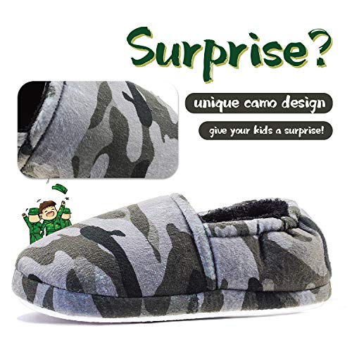 La Plage DM-241-CAMOUFLAGE GREY-US 1-2 Boys House Slippers With Cozy Memory Foam Slip thumb #3