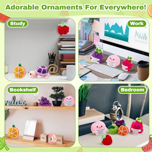 Set de 18 muñecos emocionales tejidos de frutas y animales miniatura 6