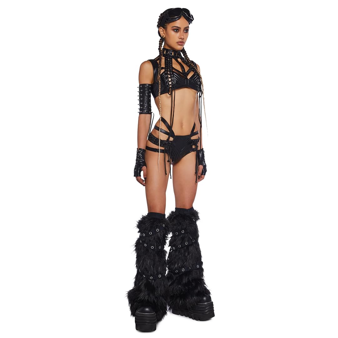 Dolls Kill Rude Awakening Harness Bra Top by Club Exx - Vegan Leather, Lace-Up, Cropped Fit for Festivals and Raves