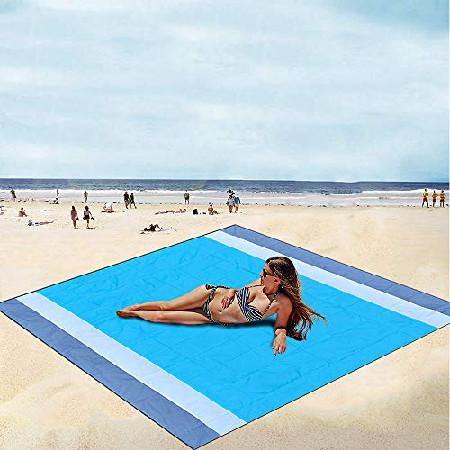 Mumu Sugar Sand Free Beach Mat Oversized 82" X79" Sand Proof Beach Blanket Outdoor Picnic Mat for Travel, Camping, Hiking and Music Festivals-Lightweight Quick Drying Heat Resistant