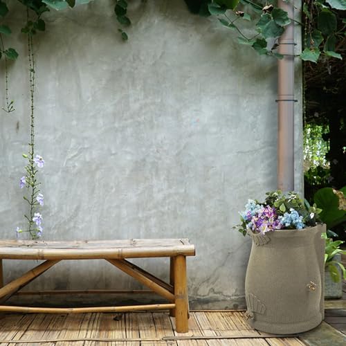 Good Ideas Rain Wizard 50 Gallon Rain Saver Barrel Water Storage Urn with Planter Space and 2 Brass Spigots, Sandstone (2 Pack)