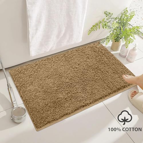 Image of Luxe Home Colosseum Bath Mat 100% Cotton (40x60 cm) Super Soft Non-Slip Bathroom Mat for Bedroom Door (Chocolate) Pack of 1