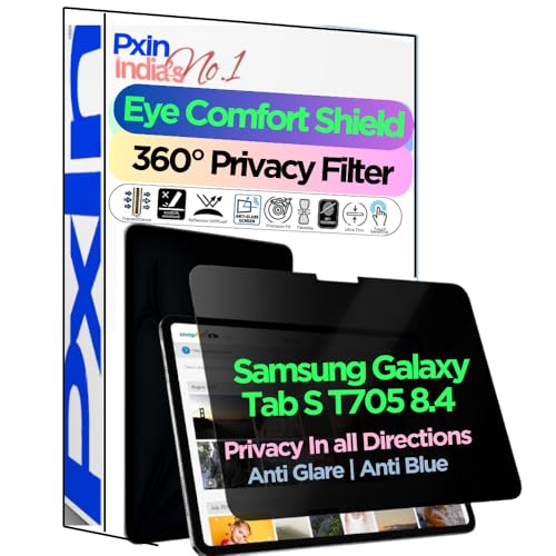 Image of PxIn Tablet Privacy Screen Guard compatible with Samsung Galaxy Tab S T705 8.4 | No.1 | Anti Glare | Anti Blue Light | Anti UV | 4 Way Privacy Filter | 360 Privacy | Eye Protect