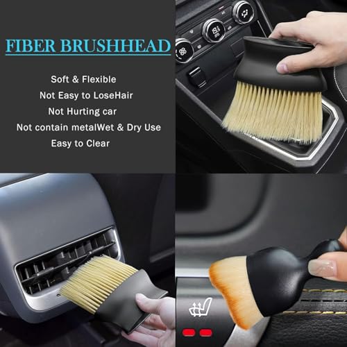 Image of AUTOFRILL 2 Pcs Car Cleaning Accessories Kit | Interior & Exterior Cleaning Brush for Dashboard, AC Vent, Laptop Keyboard | Multi-Purpose Car Care Kit for Car Interior