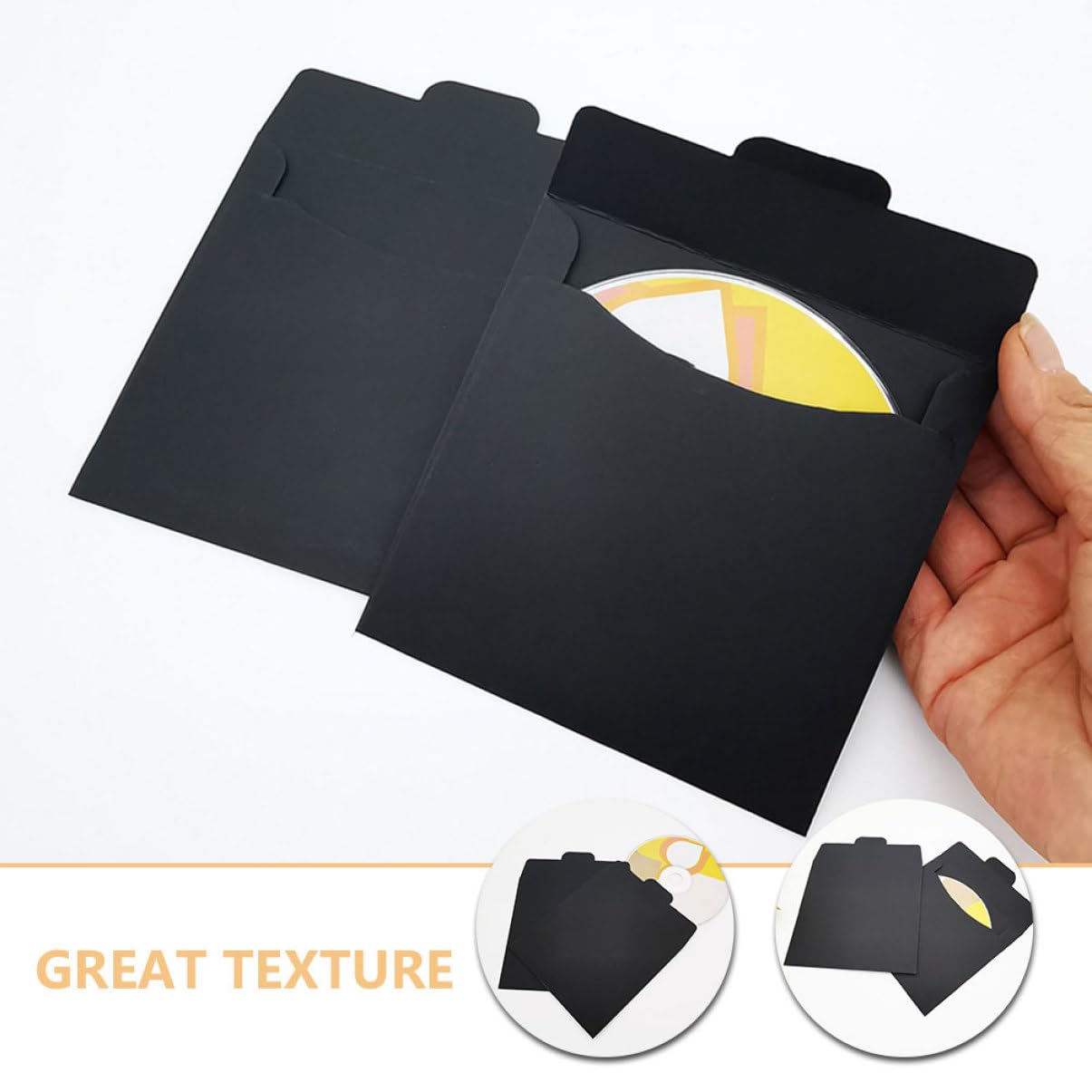100 Pièces Lot de Pochettes CD Papier Noir Durables Rangement Multifonction pour Cartes Billets et Documents Étuis Compacts et Élégants pour Stockage CD DVD