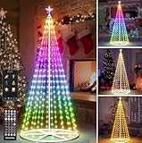 7.5FT Smart Christmas Cone Tree,LED Outdoor Christmas Tree with Music Sync, Remote & APP Control, Million Colors DIY Artificial Cone Trees Christmas Decor for Indoor Outdoor