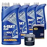 BandelOne enthält 4x 1L Mannol 4-Takt Plus Motorrad Öl 10W-40 + Ölfilter für Kawasaki Yamaha