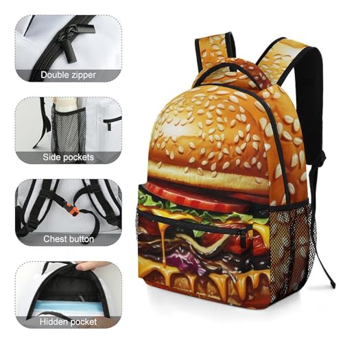 Cheeseburger Backpack for Boys and Girls - Funny Hamburger Backpack for School, Travel, and Laptop4