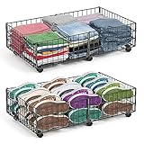 Mr IRONSTONE Under Bed Storage Containers with 6 Wheels | Upgraded Heavy-Duty Metal Frame Holds Up to 80LBS | Space-Saving Rolling Underbed Storage Organizer for Shoes, Clothes & Seasonal Items