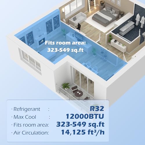 HOMCOM-12000-BTU-Portable-Air-Conditioner-for-Rooms-Uo-to-549-SqFt-4-in-1-Mobile-AC-Unit-with-Dehumidifier-Cooling-Fan-Sleep-Mode-Remote-Control-24H-Timer-Window-Installation-Kit-White HOMCOM 12000 BTU Portable Air Conditioner for Rooms Uo to 549 SqFt 4 in 1 Mobile AC Unit with Dehumidifier Cooling Fan Sleep Mode Remote Control 24H Timer Window Installation Kit White