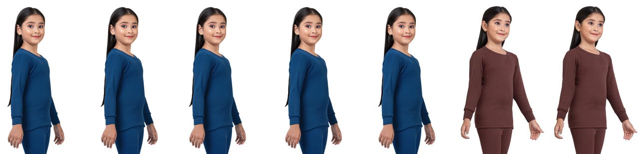 Girls Blended Cotton Thermal Round Neck Full Sleeves Inner Top Winter Wear for Kids and Baby (Pack of 7) (5 Years to 6 Years) (BLBLBLBLBLBRBR) 2