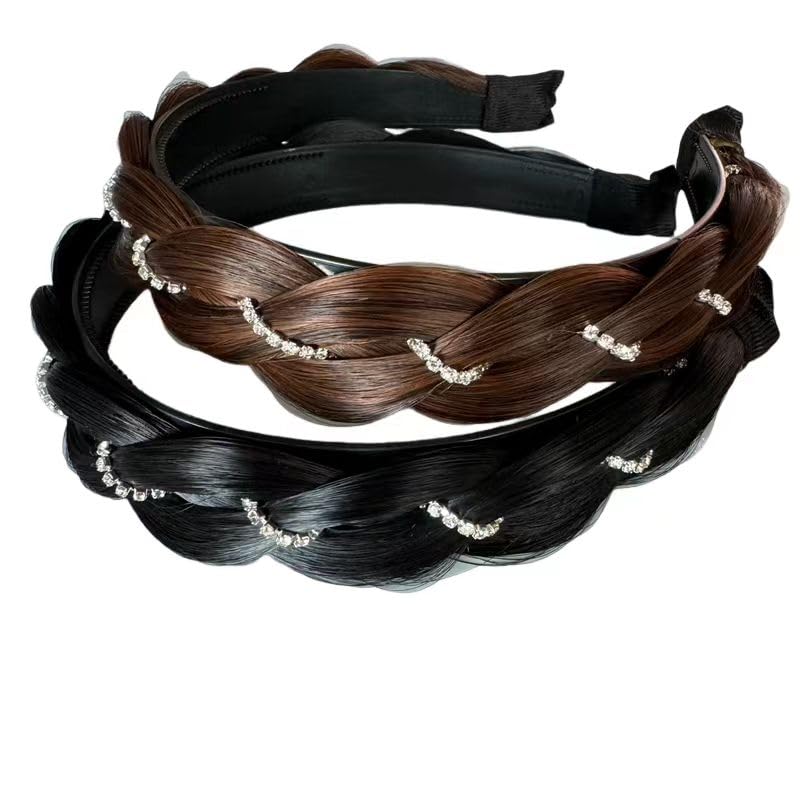 LUOLINGONGJUE® New Braided Diamond Wig Headband for Women | Hairpin Hair Bundle Headdress with Teeth for Travel 1