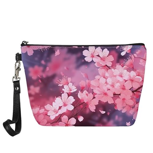 Borsa cosmetica da donna borsa da viaggio organizer pelle da toilette per cosmetici per beauty bag Fiori di ciliegio Organizer per borse