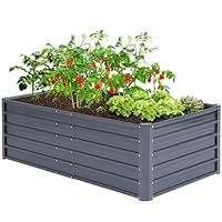 Ohuhu Hochbeet Metall Pflanzenbeet 180x90x60 cm, Hochbeete für Garten aus robustem Stahlblech mit stabilem Design, Rostschutz und Langer Haltbarkeit – Ideal für Gemüse, Kräuter & Blumen Anthrazit