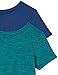 Amazon Essentials Women's Active Quick Dry Tech Stretch Workout Gym Short-Sleeve Crewneck T-Shirt, Pack of 2, Blue/Teal Green Space Dye, XX-Large