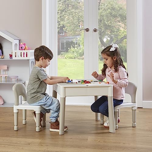 Liberty House Toys Kids 5-in-1 Activity Table and 2 Chairs Sand Water Construction Play Grey H450 x W510 x D540mm