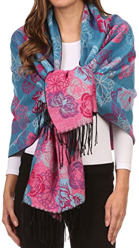 Sakkas Ontario double layer floral Pashmina/Shawl/Wrap/Stole with fringe