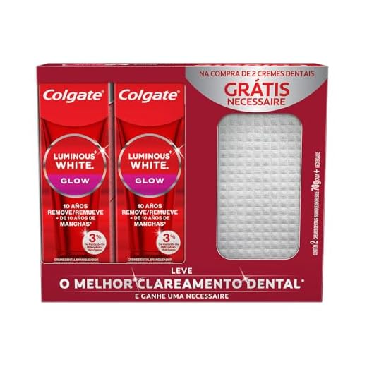 Creme Dental para Clareamento Colgate Luminous White Glow 70g 2 unid. + Necessaire