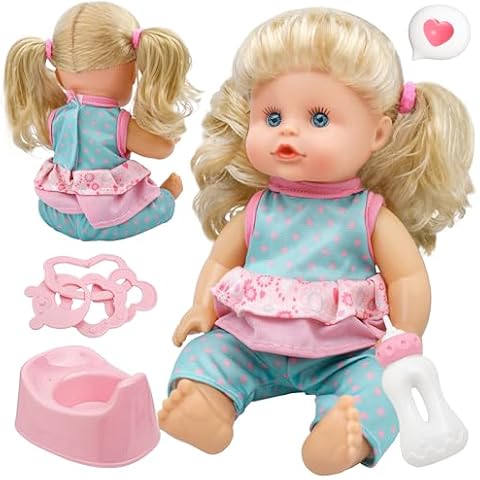 SMILESSKIDDO 12 Inch Baby Doll- Interactive Talking Feeding Reborn Baby Dolls with Different Sounds and Accessories, Pretend Play Preschool Toys Gift for Girls 2 3 4 5+ Years Old Cover
