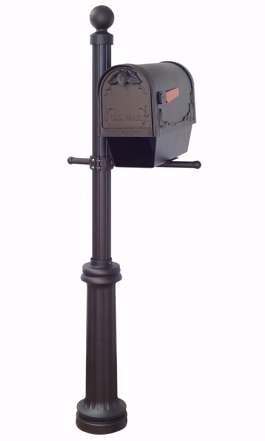 Special Lite Products Floral Curbside Mailbox with Newspaper Tube and Fresno Mailbox Post