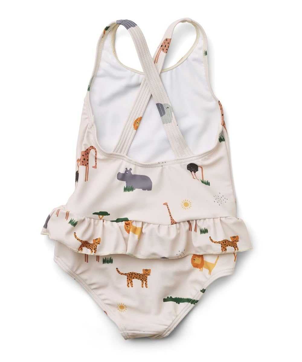 LDIOIF Toddler Girls One Piece Swimsuits Criss Cross Backless Bathing Suits Giraffe Leopard Beach Wear with Ruffle Hem 18-24M