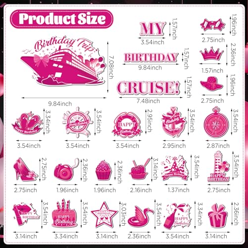 Imanes decorativos para puerta cumpleaños crucero rosa fucsia miniatura 7