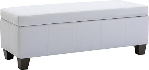 Miniatura 10 de Otomana de piel sintética negra con almacenamiento, banco rectangular extra largo de almacenamiento para dormitorio y sala de estar Negro