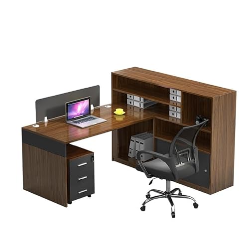 NANAKAGU オフィスデスク デスク 事務机 ワークデスク 事務用 仕事用 作業用 パーテーション 大容量収納 収納棚 仕切り板 配線穴付き 丈夫 機能的 シンプル 快適 ウォールナット カスタマイズ可能 YGZ-N005 【サイズ:MM】W1700*