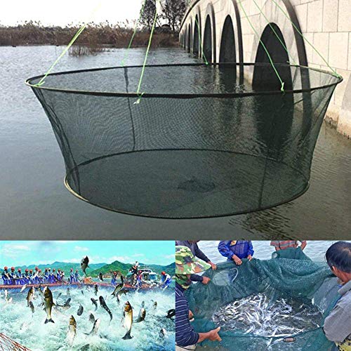 Reuvv Foldable Drop Net Fishing Landing Prawn Bait Crab Shrimp Pier Harbour Pond Mesh (100cm)
