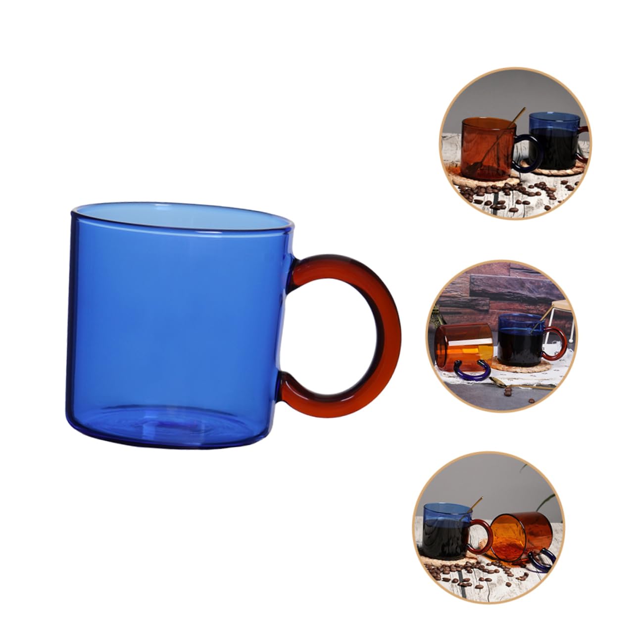 FUNOMOCYA 1pc Coffee Cup Milk Cup Blue Drinking Glasses Tea Cup Colorful Wine Glasses Colored Drinking Glasses Espresso Mug Espresso Glasses Clear Coffee Mug Tea Drinking Cup Cappuccino Cups