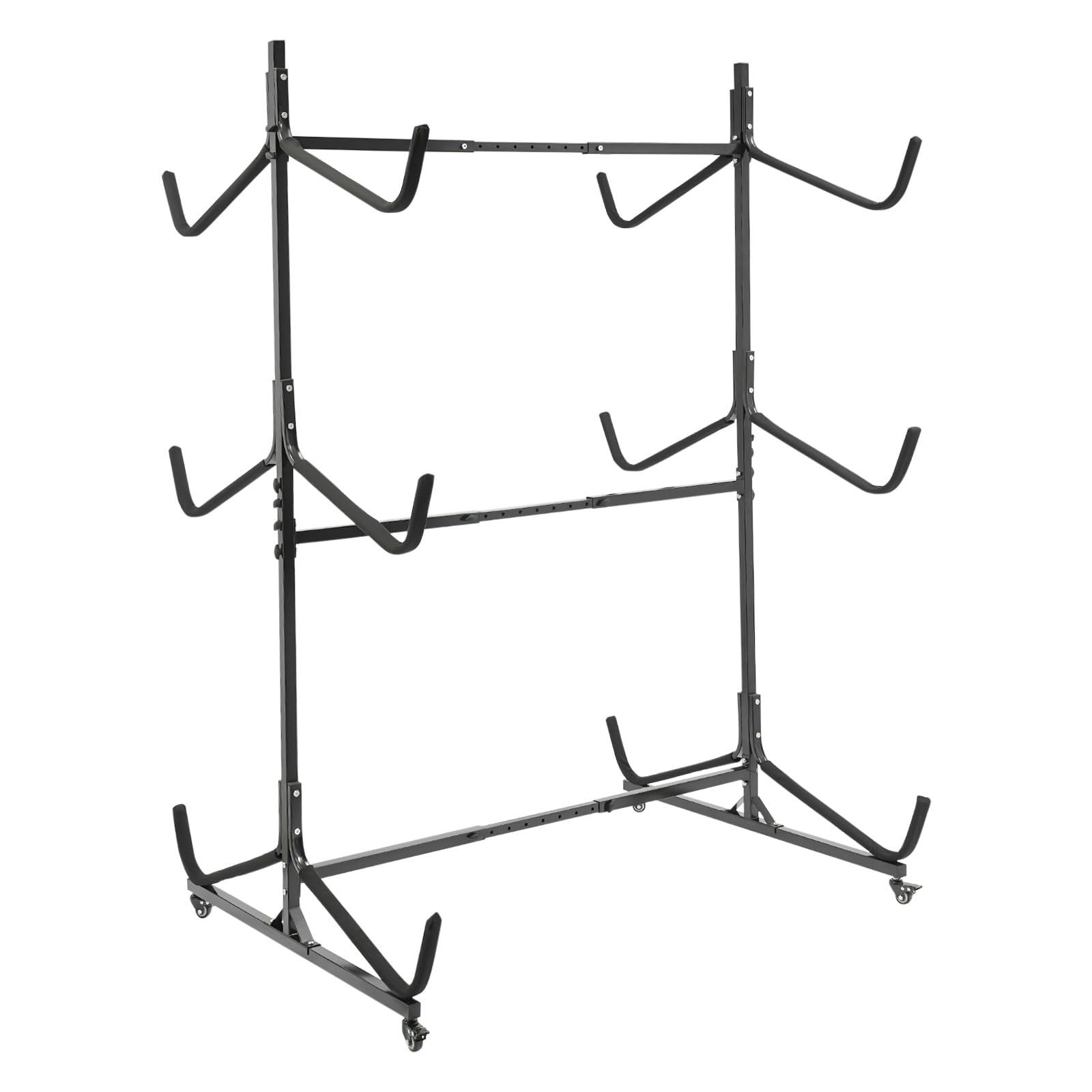GDAE10 Freestanding Kayak Storage Rack,3-Tier Adjustable Kayak Stand for 6 Kayaks,with 4 Lockable Wheels,Heavy Duty Kayak Racks for Garage/Dock Storage