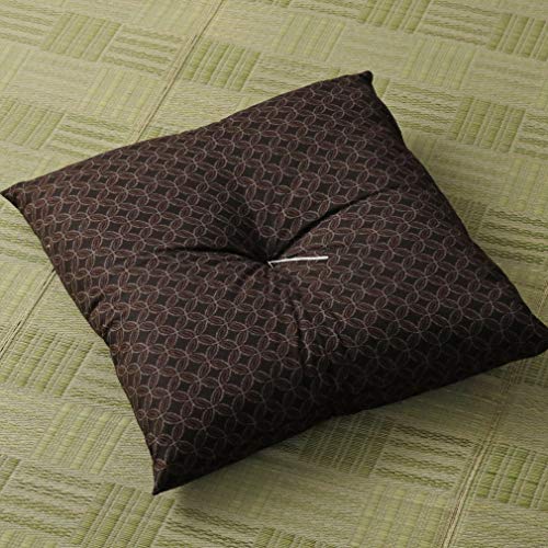 StorePocket座布団 日本製 綿100%生地使用 来客用に 単品 銘仙判 約55cm×59cm ブラウン 茶 小紋柄 和風 和室 和柄 国産