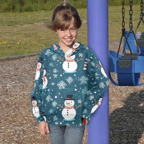 Kids Hoodies Sweaters Christmas Snowman Hooded Sweatshirts with Big Pockets for Boys Girls B04000364