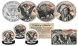 Merrick Mint American Buffalo JFK Half Dollar 3-Coin Set Black Eagle Indian Chief Bison Mint State Proof US Mint