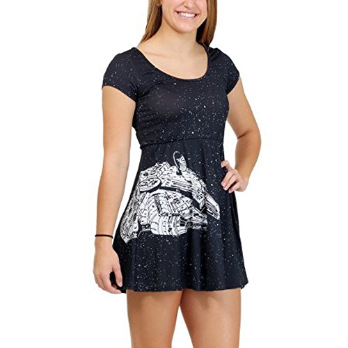 Star Wars Millennium Falcon Womens Skater Dress- Large Black